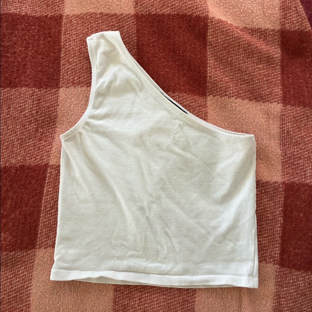 Brandy Melville single shoulder white crop tank